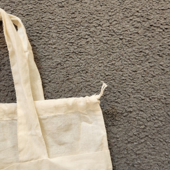 JOHNNY WAS Tote Cream Double Handle Draw String Cotton Shopping - Picture 2 of 8